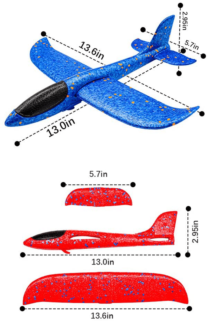 Throwing Foam Plane with 13.6 inches Wingspan for Outdoor Sports Garden Foam Glider Planes for Kids Gifts for 3 4 5 6 7 Year Old Boy noband 4 Pack Airplane Toys