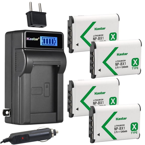 Kastar 4-Pack NP-BX1 Battery and LCD AC Charger Compatible with Sony Cyber-shot DSC-HX50V, Cyber-shot DSC-HX60, Cyber-shot DSC-HX60V, Cyber-shot DSC-HX80, Cyber-shot DSC-HX90 Cameras