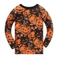 thumbnail image 4 of Tisuna Boys Halloween Pajama Set Long Sleeve Pants Outfit Cute Pumpkin Print Kids Sleepwear Comfortable Loungewear For Toddler Children Orange Size 18-24 Months, 4 of 6
