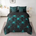 thumbnail image 2 of Manfei Boys Children Geometric Grid Plaid 7-Piece Twin Bedding Sets,Abstract Neon Lights Bedding Comforter Set,Futuristic Cubes Breathable Sheet Sets,Luxury Bedroom Decor,Reversible, 2 of 8