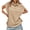 Khaki, variant on Short Sleeved Summer Women Solid Color Polo Shirt Tops