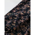 thumbnail image 3 of Navy Blue Floral Print Plus Size Long Sleeve V-Neck A-Line Maxi Dress For Women, 3 of 5