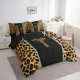thumbnail image 3 of Feelyou Cheetah Print Letter T Bedding Comforter Set 7 Pieces, Chic Brown Bowknot Ribbon Full Bedding Set, Leopard Wildlife Animal Reversible Fitted Sheet Flat Sheet, Super Cozy Room Decor, 3 of 8