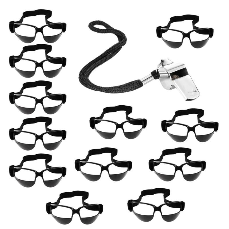 12pcs Basketball Dribble Goggles Sport Eyewear Training Supplies Whistle 