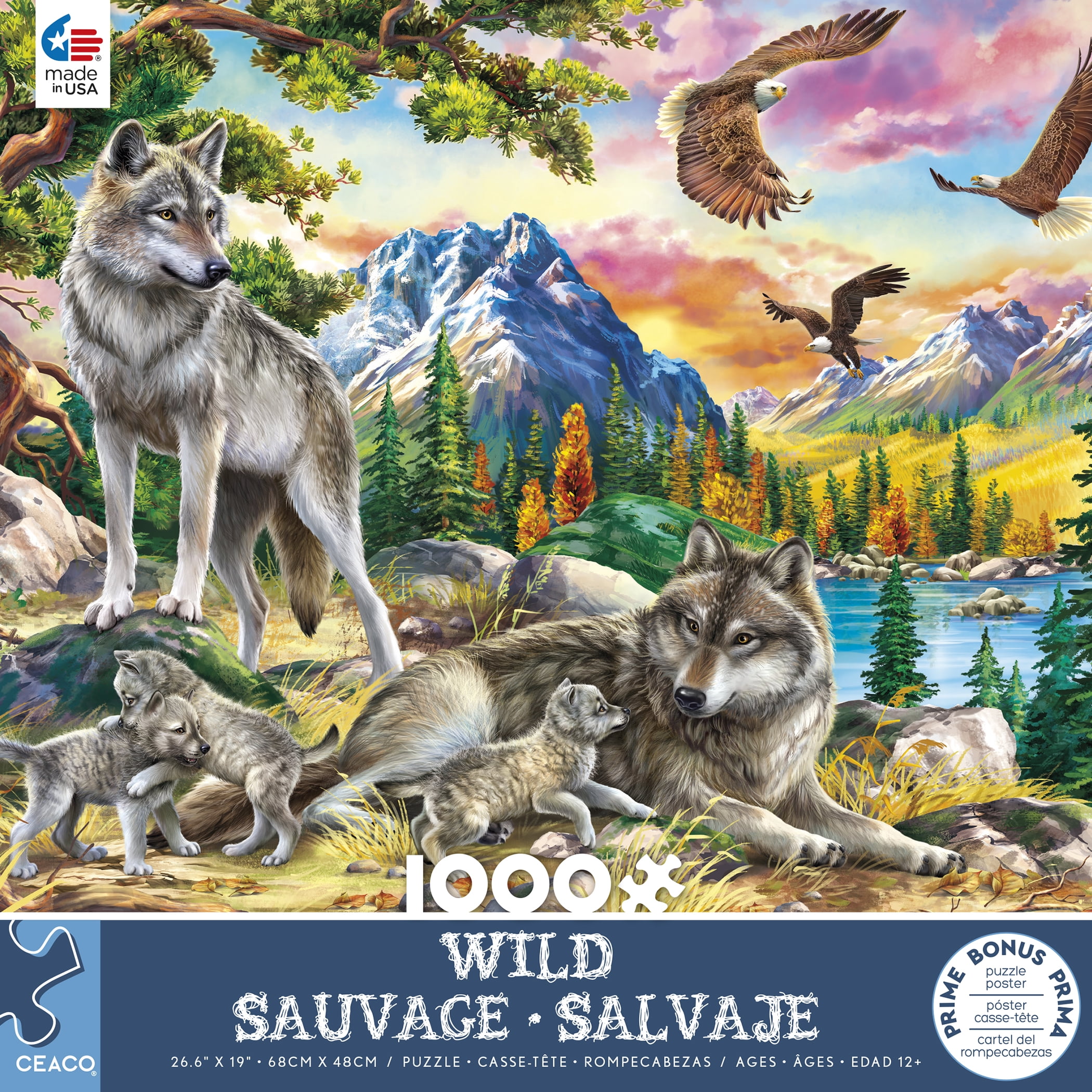 Ceaco - Image World - Wild - Wolves and Eagles - 1000 Piece Interlocking Jigsaw Puzzle
