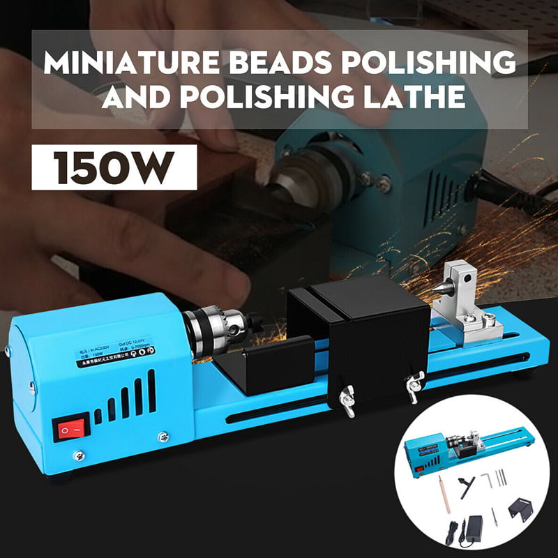 24V Mini Lathe Beads Polisher Machine for Table Wood DIY Tool Lathe Standard Set 