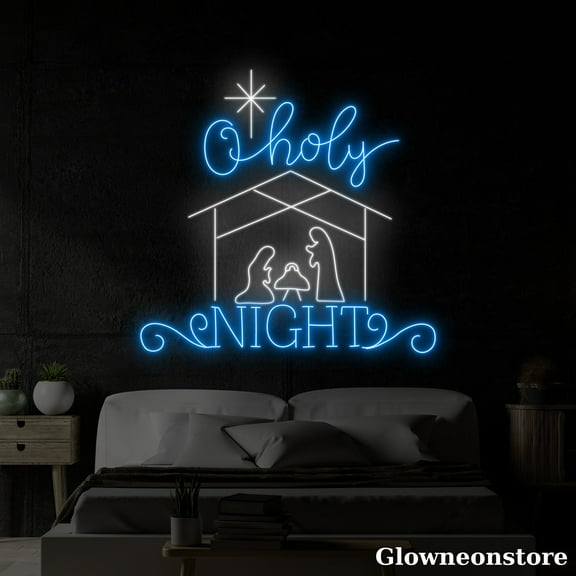 Glowneon O Holy Night Neon Sign, O Holy Night Led Sign, Merry Christmas LED Light, Noel Gifts
