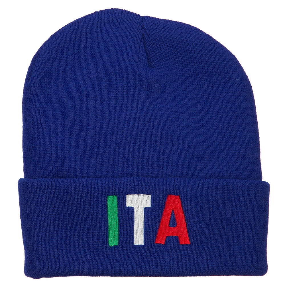 Italy ITA Flag Embroidered Long Beanie - Royal OSFM