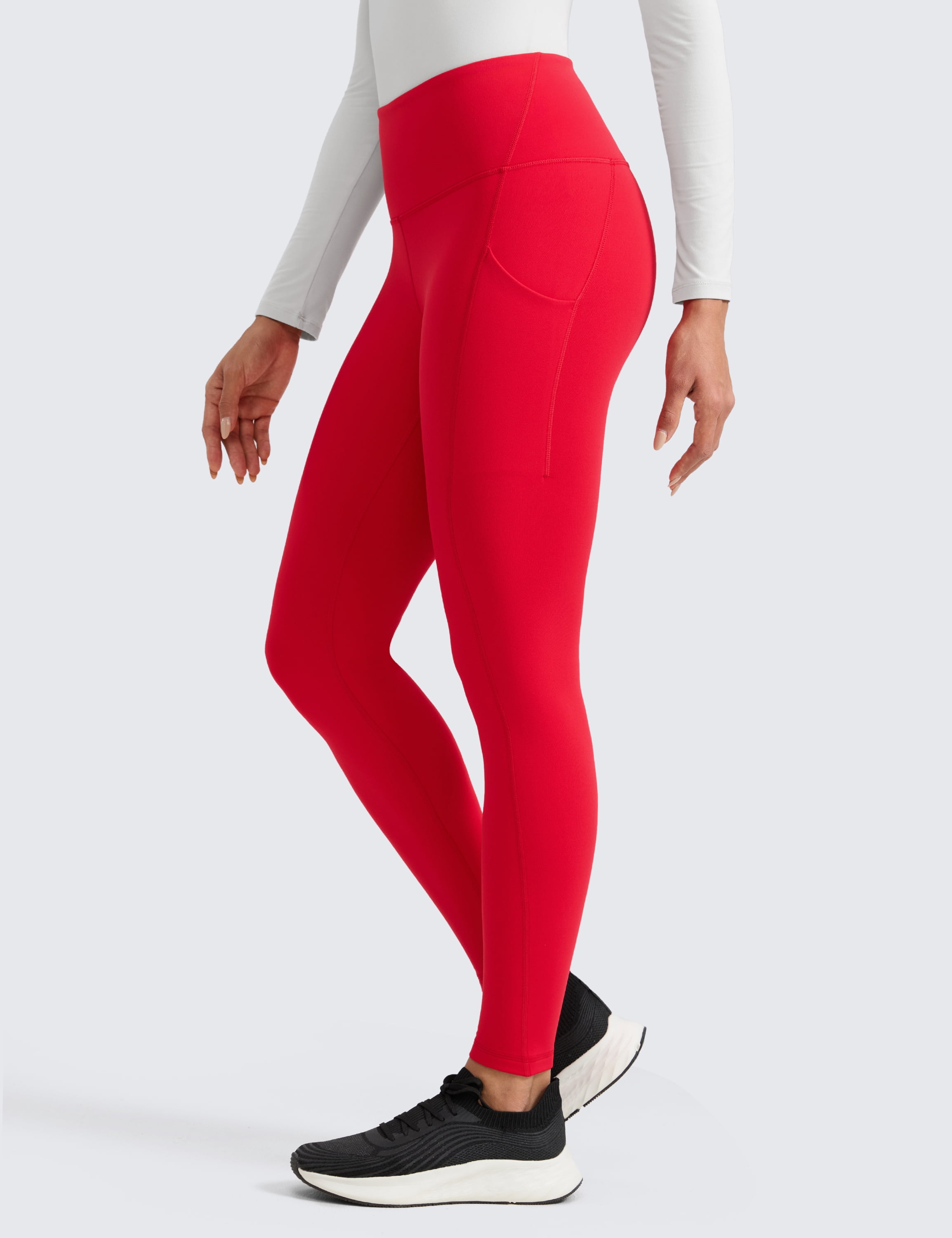 CRZ YOGA Water-Resistant Fleece Athletic Leggings Pockets 28" Thermal Hiking Casual Workout Womens Pants