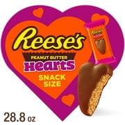 REESE'S Milk Chocolate Snack Size Peanut Butter Hearts, Valentine's Candy Gift Box, 28.8 oz