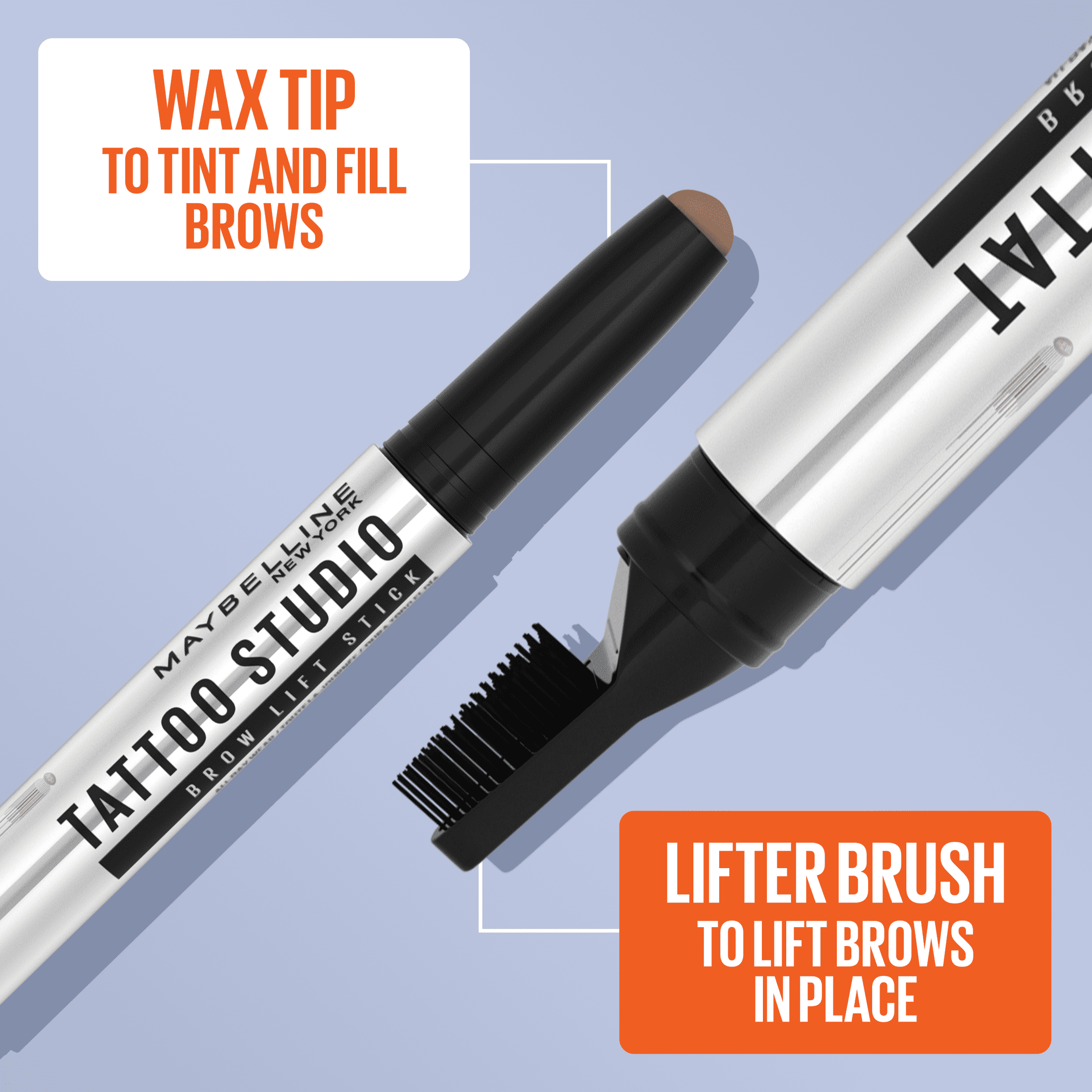 (4 pack) Maybelline Tattoo Studio Brow Fade and Smudge Resistant Lift Stick, Soft Brown
