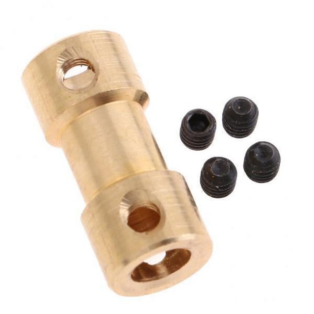 Último diseño de conector de motor de acoplamiento rígido de copa de eje flexible de latón de 4 mm a 4 mm, juego de 2 2 piezas