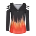thumbnail image 4 of Hauts à Manches Longues pour Femmes, Blouse Décontractée à Manches Longues, Col en V, Fermeture Éclair, Dégradé, 4 of 5