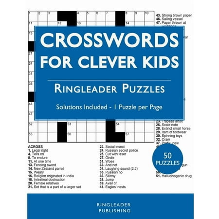 Crosswords For Clever Kids: 50 Crossword Puzzles For Bright and Intelligent Children Brain Exercise Vocab Learning (Paperback)