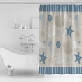 thumbnail image 4 of Extra Long Shower Curtain 72x96 Inch, Light Blue Coastal Shower Curtain Waterproof Bathroom Decor Vintage Ocean Nautical Starfish Coral Striped Fabric Bath Curtain Set Accessories with Hooks, 4 of 6