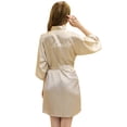 thumbnail image 5 of SELONE Bridal Robe for Wedding Day Short Length Lightweight Solid 3/4 Sleeve Pajamas M Gold, 5 of 5