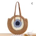 thumbnail image 3 of Round Straw Beach Bag Vintage Handmade Woven Shoulder Bag Classical Summer Vacation Casual Raffia Circle Rattan Bags Bohemian, 3 of 6