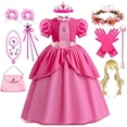 thumbnail image 2 of LXAA Peach Princess Dress Para Niña Disfraz Niños Cosplay Ropa De Encaje Rosa Rendimiento Cumpleaños Carnaval Fiesta Trajes 2-10T, 2 of 4