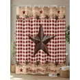 thumbnail image 4 of Red Plaid Vintage Country Star Shower Curtain, Farmhouse Wood Texture Bathroom Decor Curtains Set with Hooks, Waterproof Fabric Home Accessories， 72X 96 Inch Extra Long, 4 of 6