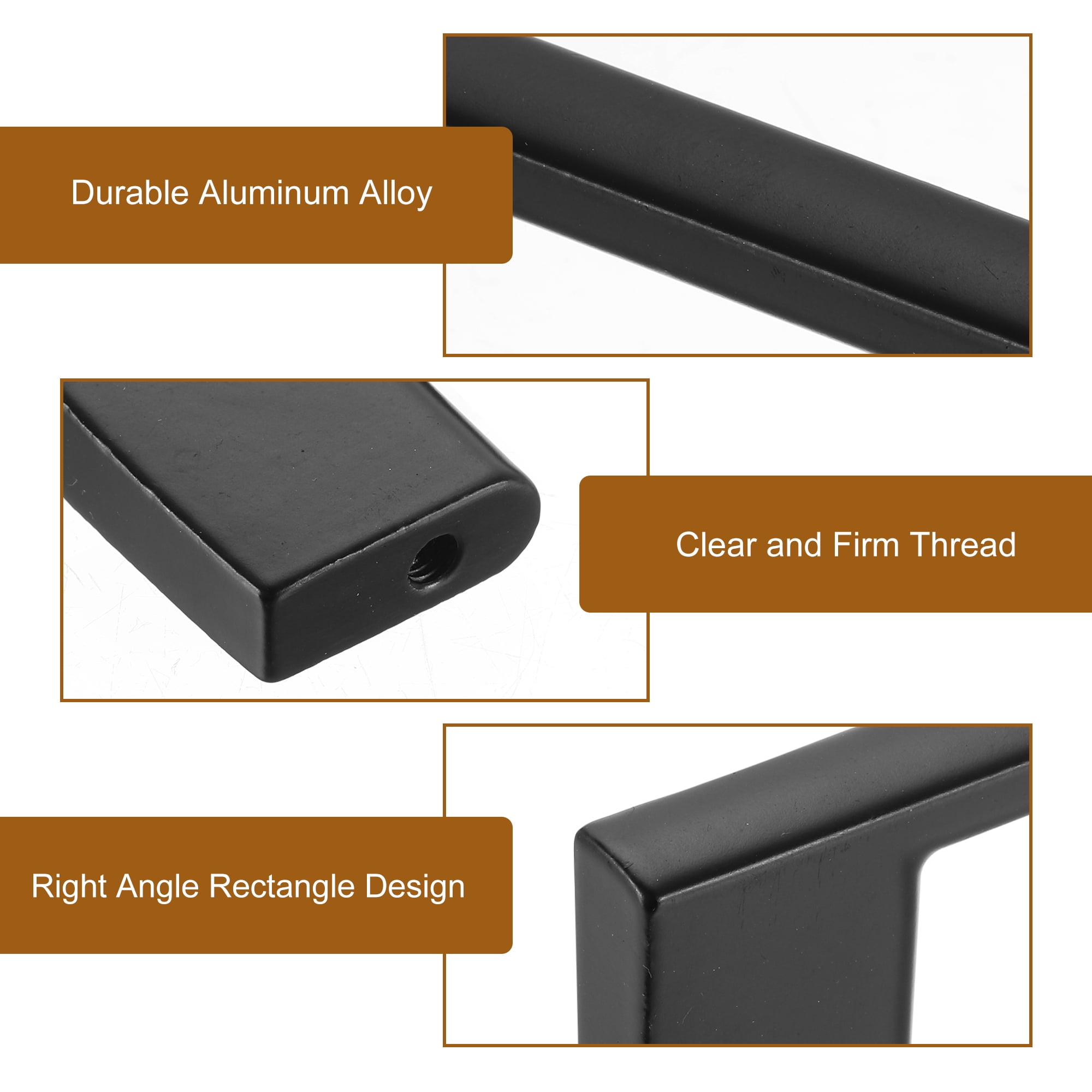 Drawer Pulls, 6Pcs 6" - Aluminum Alloy Kitchen Cabinet Handles, Rectangle Furniture Hardware Solid Handles for Wardrobe Cupboard (Matt Black)
