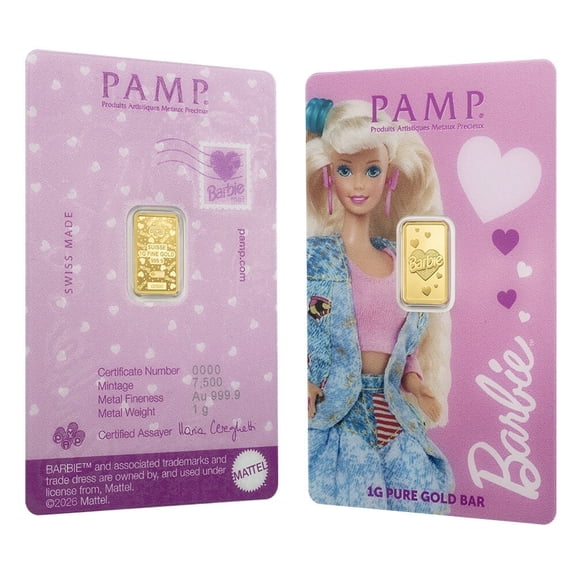 1 Gram PAMP Suisse Barbie™ Valentine’s Day Gold Bar (in Assay)