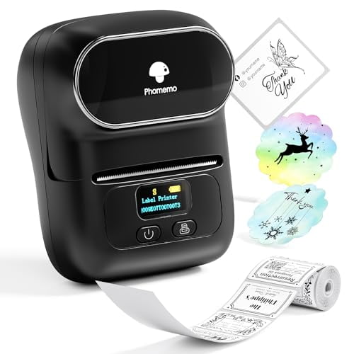 Impresora de etiquetas Phomemo M110: impresora de etiquetas de código de barras con Bluetooth, impresora térmica portátil para pequeñas empresas, direcciones, códigos de barras, logotipos, ropa, corre