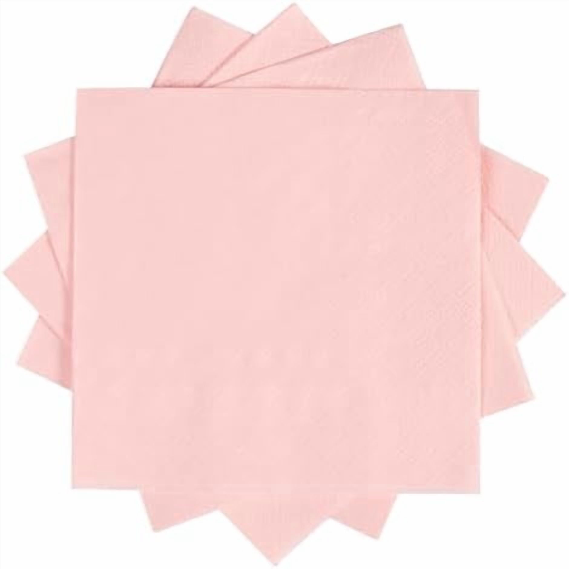100 Pack Cocktail Napkin 2-Ply Dessert Napkins Folded 5 x 5 Inches Disposable Napkins for Dinner Wedding Birthday Party Bridal Anniversary Reception Event (100, Pink)