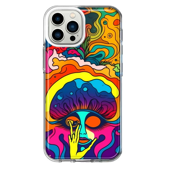 MUNDAZE Apple iPhone 12 Pro Shockproof Clear Hybrid Protective Phone Case Neon Rainbow Psychedelic Trippy Hippie Big Brain