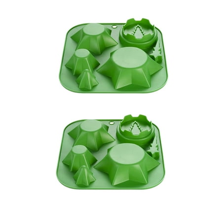

Christmas Tree Wax Baking Christmas Ice Jelly Silicone Cake 2Pcs Tree Mould Tray Chocolate Cake Mould Christmas Decorations Silica Gel Green