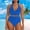 Blue, variant on TODOZO One Piece Swimsuit Women Tummy Control Slimming Cheeky Modest 2025 Trendy Swim Suits for Women 2025 Bathing Suit for Women One Piece Textured Bikini Sets Front Top Swimsuits High Waisted Bathi