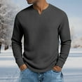 thumbnail image 2 of KHONTS Men's Waffle Thermal Long Sleeve Shirts V Neck Lightweight Tops Casual Pullover Undershirts Black L, 2 of 4