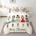 thumbnail image 2 of Manfei Merry Christmas 7 Pieces Bedding Comforter Set,Nutcracker Soldier Full Bedding Set,Cute Princess Pattern Fitted Sheet Flat Sheet For Teens,Microfiber Bedroom Decor Reversible, 2 of 8