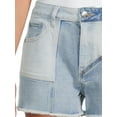 thumbnail image 4 of Madden NYC Juniors' Colorblock Denim Mom Shorts, 4 of 5