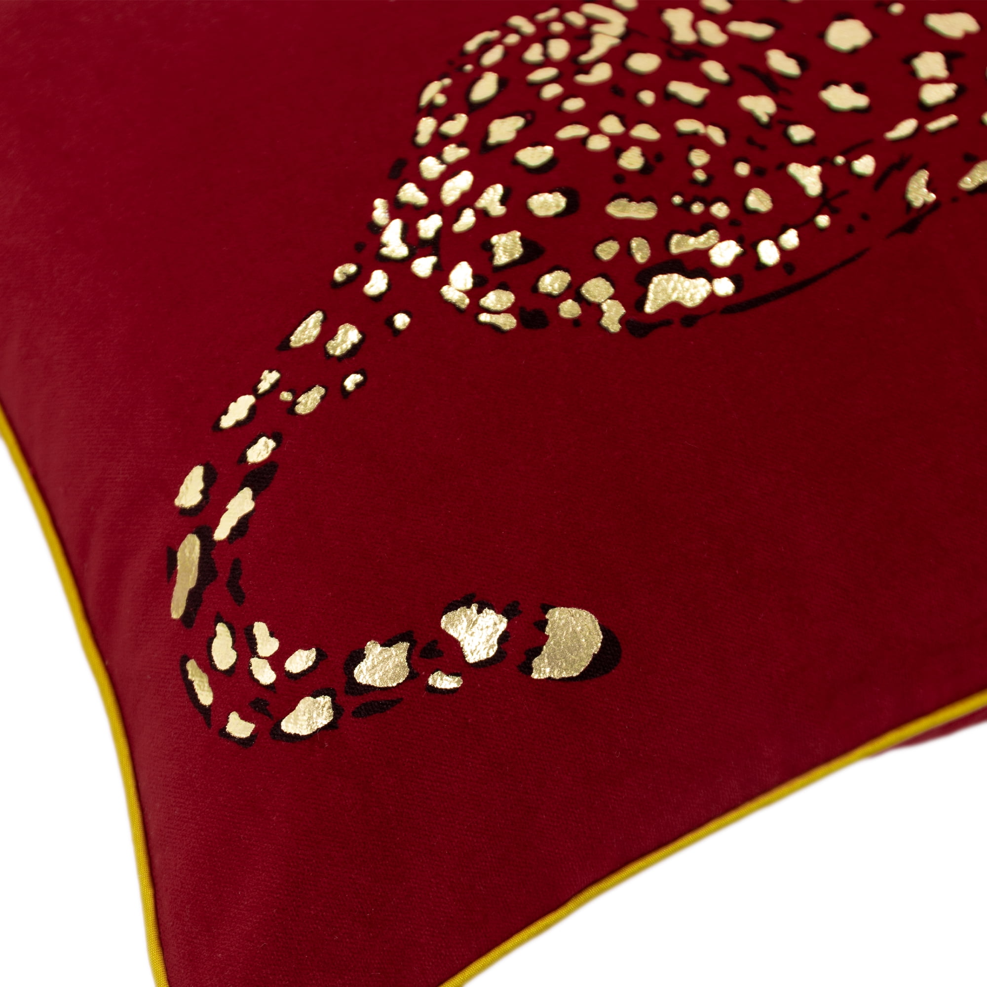 JWH Gold Foil Leopard Print Cotton Velvet Pillow Covers Red Lumbar Throw Pillow Cases for Sofa Bed Couch Car Decoration 12x20inch