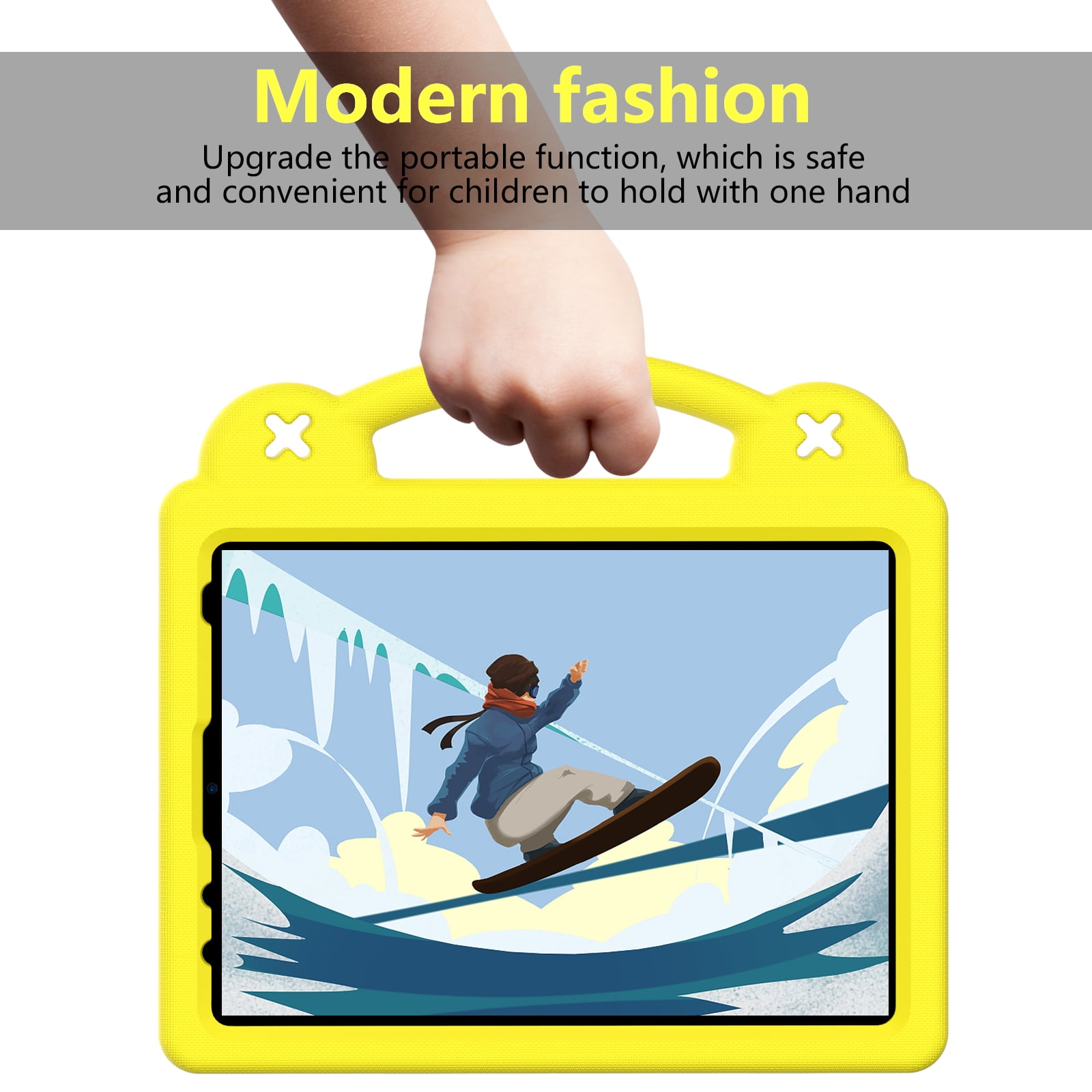 Cartoon Handle Case for iPad 10th Gen 10.9" 2022 Case, EVA Foam Cute Pattern with Pencil Holder Kickstand Cute Shockproof PC Case for Apple iPad 10th Gen 10.9" 2022 , Yellow