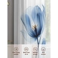 thumbnail image 6 of Abstract Ray Tulip Sheer Curtains for Living Room Bedroom, Light-filtering Sheer Curtain, Transparent Blue Flower Rod Pocket Voile Window Treatment Drapes, 52’’Wx63’’L, 2 Panels Set, 6 of 7