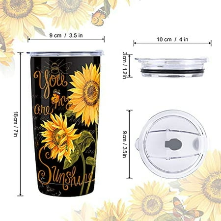 

Athenstics 20oz Sunflower Cup Tumbler with Straw and Lid Stainless Steel Insulated Travel Mug Double Wall
