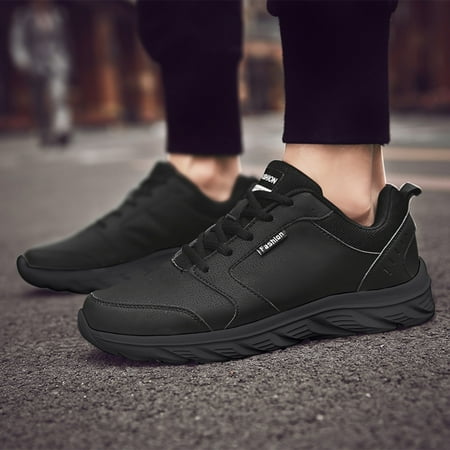 

Fashion Summer Autumn Men Sneakers Flat Lightweight Comfortable Casual Lace Up Solid Color Black 9