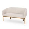 thumbnail image 5 of Beige Fabric Loveseat Sofa, Modern Channel Tufted Back Small Couch with Wood Legs for Living Room Bedroom, 5 of 10