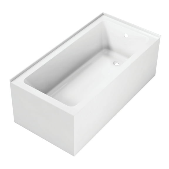 Aqua Eden VTAP6030R22TS 60-Inch Acrylic Rectangular 2-Wall Corner Alcove Tub, Right Hand Drain in Glossy White