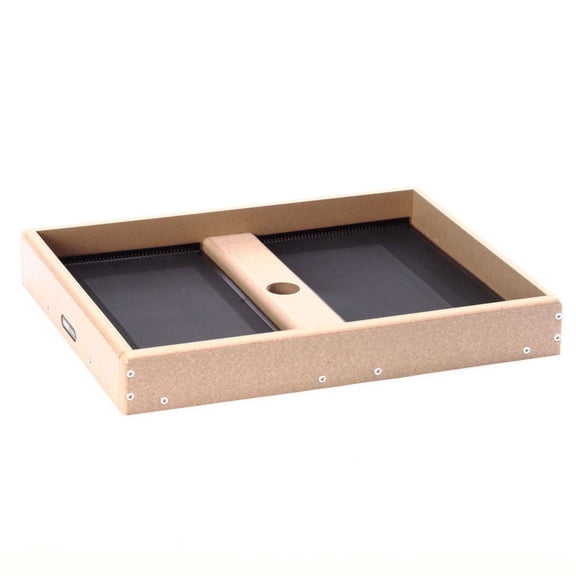 Birds Choice Recycled Pole Mount Medium Plastic Seed Catching Platform with Platform Feeder & Removable Seed Trays, Gray
