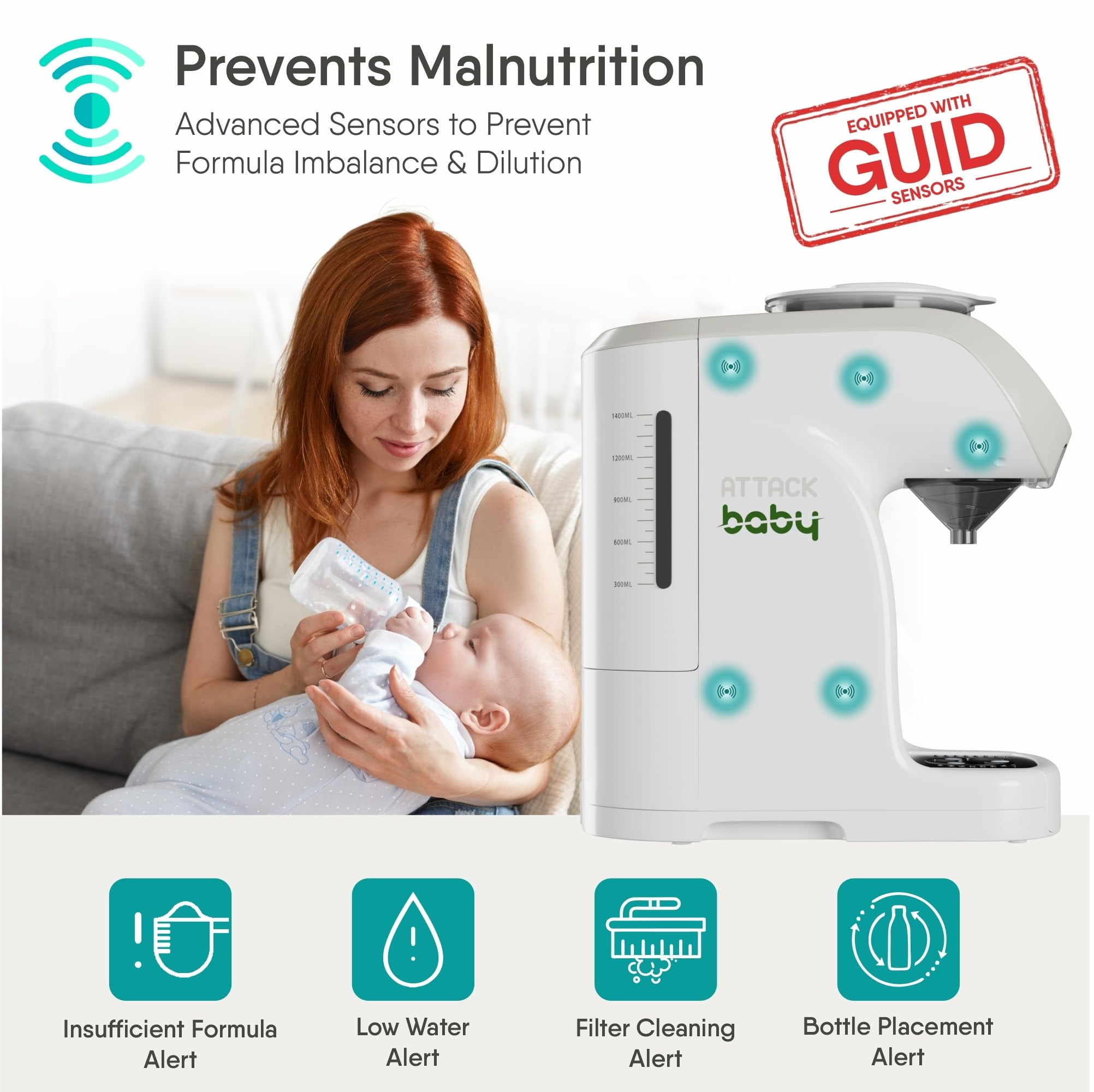 Attack Baby Formula Dispenser WiFi Formula Maker Accurate Dispensing Baby Bottle Warmer