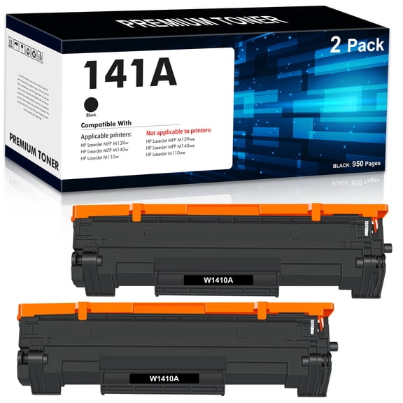 141A Toner Cartridge Black (With Chip) Compatible for 141A W1410A for LaserJet MFP M140w M139w M110w Printer High Yield Ink (2 Packs)