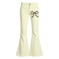 thumbnail image 4 of Glisme Little Girls Flared Pants Bowknot Graphic Slim Fit High Waisted Fall Casual Girls Pants Size 5-6 Y, 4 of 4