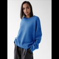 thumbnail image 4 of Suéter de Punto de Larga para Mujer, Jersey de Cuello Redondo, Suéter Informal Holgado. Azul Talla Única, 4 of 9