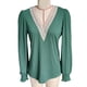 thumbnail image 3 of Blusa de encaje con escote en V, blusa informal de manga larga abullonada con encaje y escote en V para mujer, blusa elegante con encaje y escote en V, multifuncional, 3 of 3