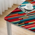 thumbnail image 4 of nygtbtfer Decorative Rectangle Table Cloth , Traditional Blankets Colorful Stripes Polyester Tablecloth Kitchen Table Cover for Dining BBQ Picnic Coffee Table Elastic Edge, 4 of 7