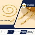 thumbnail image 6 of Suplight Necklace for Men Women Gold Plated Figaro Chain Stainless Steel Figaro Link Chain Necklace, 6 of 10