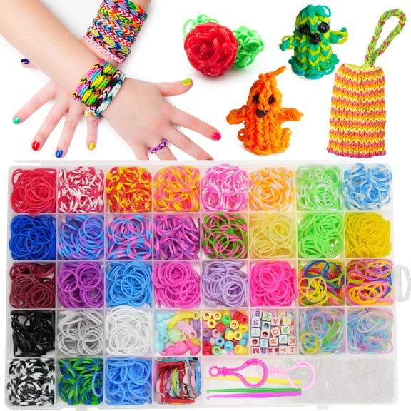 LotFancy 32 Colors Rubber Band Bracelet Kit, Loom Bracelet Making Refill Kit for Adults Ages 12 