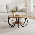 thumbnail image 2 of Bingirl Table Basse Ronde de Style Ferme de 30 Pouces avec Tablette de Rangement, Table Centrale Rustique à 2 Niveaux en Bois avec Pattes Métalliques Courbées, Meuble Compact pour Salon, 2 of 7
